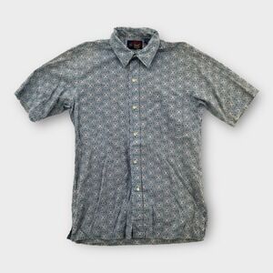 Vintage Ono Hawaiian Shirt Mens Medium Blue Floral Cotton Liberty House